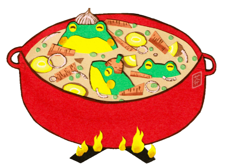 Frog Soup, 2025, cut paper and ink