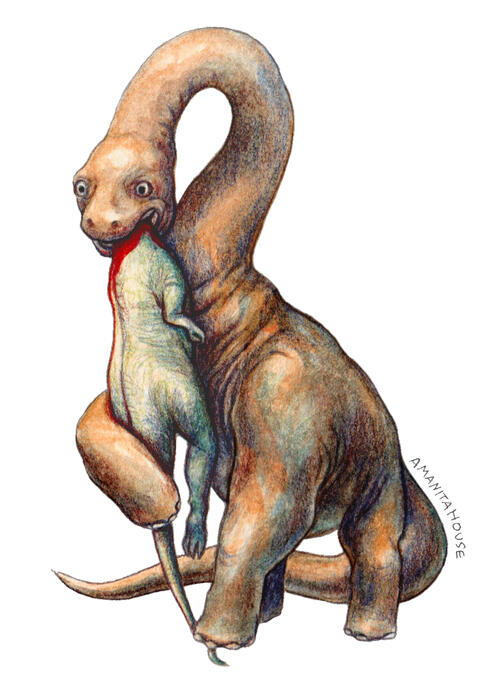 Bronto Devouring, 2026, watercolor